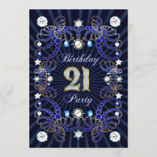 21st birthday party invite with masses of jewels