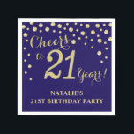 21st Birthday Party Navy Blue and Gold Diamond Napkin<br><div class="desc">21st Birthday Party Invitation with Navy Blue and Gold Glitter Diamond Background. Gold Confetti. Adult Birthday. Man or Woman Birthday. For further customization,  please click the "Customize it" button and use our design tool to modify this template.</div>