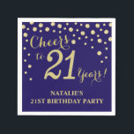 21st Birthday Party Navy Blue and Gold Diamond Napkin<br><div class="desc">21st Birthday Party Invitation with Navy Blue and Gold Glitter Diamond Background. Gold Confetti. Adult Birthday. Man or Woman Birthday. For further customization,  please click the "Customize it" button and use our design tool to modify this template.</div>