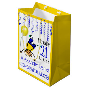 21st Birthday Party or Customize Age Medium Gift Bag