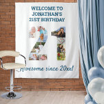 21st Birthday Party Photo Collage Backdrop Tapestry<br><div class="desc">Create your own photo collage tapestry for a 21st birthday party. These wall hangings make a great backdrop, welcome sign or photobooth. The template is set up for you to add your own photographs, which automatically form the number 21. You can also edit all of the wording. The sample wording...</div>
