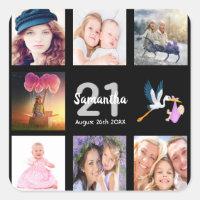 21st birthday party photo collage black