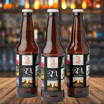 21st birthday party photo collage guy black beer bottle label<br><div class="desc">A bottle label for a 21st birthday party for a guy,  celebrating his life with a collage of 8 of your own photos.  Templates for a name,  age 21 and a date.  Date of birth or the date of the party.  White coloured letters.  Black background.</div>