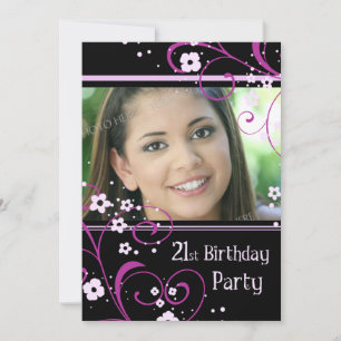 21st Birthday Party Photo Invitation Card