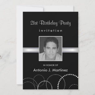 21st Birthday Party Photo Invitations - Silver