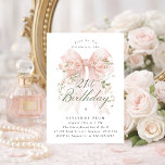 21st Birthday Party Pink Coquette Bow Rose Floral Invitation<br><div class="desc">A large blush pink coquette bow is decorated with elegant pink roses on this birthday invitation. Classic script calligraphy lets your guests know it's a milestone birthday. Easy to personalize with your party details.</div>