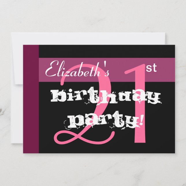 21st Birthday Party Pink Custom Template (Front)