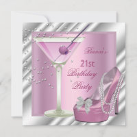 21st Birthday Party Pink Martini High Heel Shoes