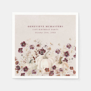 21st Birthday Party Pumpkin Wildflower Custom Napkin