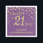21st Birthday Party Purple and Gold Diamond Napkin<br><div class="desc">21st Birthday Party Invitation with Purple and Gold Glitter Diamond Background. Gold Confetti. Adult Birthday. Man or Woman Birthday. For further customization,  please click the "Customize it" button and use our design tool to modify this template.</div>
