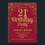 21st Birthday Party - Red & Gold Invitation<br><div class="desc">21st Birthday Party Invitation.
Elegant design in red and faux glitter gold. Features stylish script font and confetti. Message me if you need custom age.</div>
