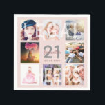 21st birthday party rose gold blush legal photo napkin<br><div class="desc">A napkin for a 21st birthday party, celebrating her life with a collage of 8 of your photos. Personalize and add a name, age 21 and a date. Date of birth or the date of the party. White and dark rose gold colored letters. Elegant and trendy rose gold, blush pink...</div>
