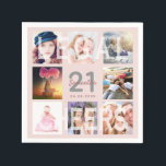 21st birthday party rose gold blush legal photo napkin<br><div class="desc">A napkin for a 21st birthday party, celebrating her life with a collage of 8 of your photos. Personalize and add a name, age 21 and a date. Date of birth or the date of the party. White and dark rose gold colored letters. Elegant and trendy rose gold, blush pink...</div>