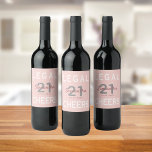 21st birthday party rose gold blush pink legal wine label<br><div class="desc">A girly and feminine bottle label for a fun 21st birthday party. Personalize and add a name, age 21 and a date. Date of birth or the date of the party. White and dark rose gold coloured letters. Elegant and trendy rose gold, blush pink background colour. The text: Legal and...</div>