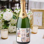 21st birthday party rose gold legal photo collage sparkling wine label<br><div class="desc">A bottle label for a 21st birthday party, celebrating her life with a collage of 8 of your photos. Personalize and add a name, age 21 and a date. Date of birth or the date of the party. White and dark rose gold coloured letters. Elegant and trendy rose gold, blush...</div>