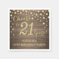 21st Birthday Party Rustic Wood and Gold Diamond