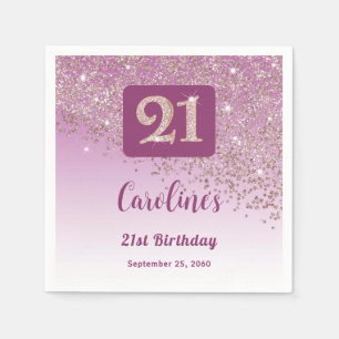 21st Birthday Party Sparkling Rose Gold Glitter Napkin