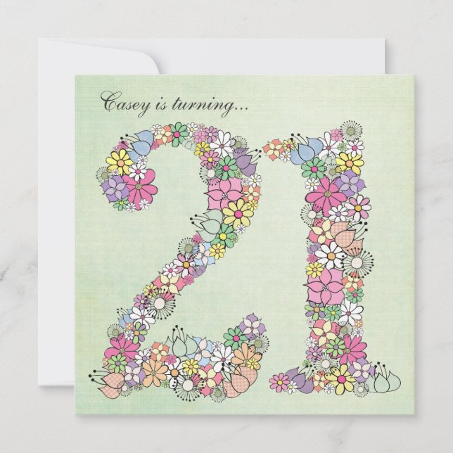 21st Birthday Party Spring Bloom Custom Invitation (Front)