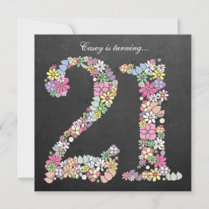 21st Birthday Party Spring Chalkboard Custom Invitation