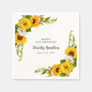 21ST Birthday Party Sunflower Daisy Custom Napkin