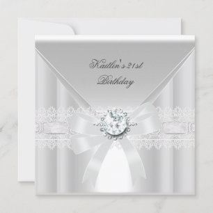 21st Birthday Party White Pearl Jewel Invitation
