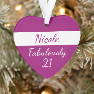 21st Birthday Personalize Fabulously 21 pink Ornament