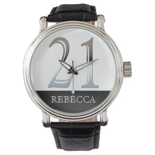 21st Birthday Personalized Chalkboard Number 21 Watch