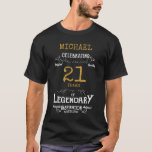21st Birthday Personalized Men Gold White Text T-Shirt<br><div class="desc">A vintage birthday T-shirt with a heartfelt message. Add the name and change the year using the template.</div>