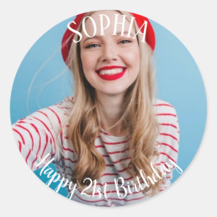 21st Birthday personalized party bag Classic Round Sticker