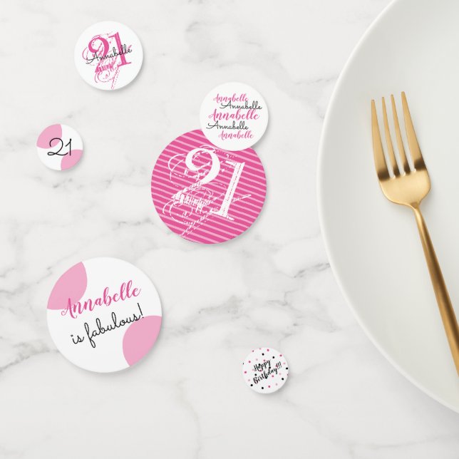 21st Birthday Personalized pink themed Confetti (Group)