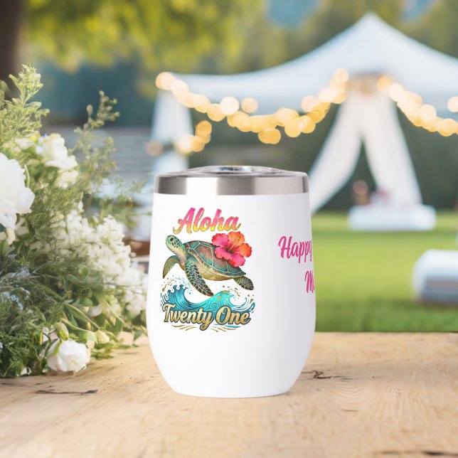  21st Birthday Personalized Tropical Sea Turtle  (Wedding (Rotated))