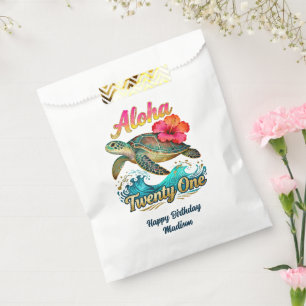 21st Birthday Personalized Tropical Sea Turtle Favour Bag