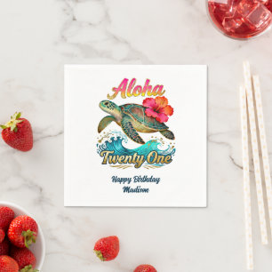  21st Birthday Personalized Tropical Sea Turtle  Napkin