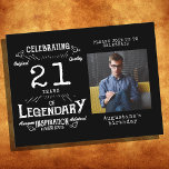 21st Birthday Photo Black Vintage Birthday Invites Postcard<br><div class="desc">Capture the moment with a classic,  vintage-style invitation to commemorate your special milestone of celebrating 21st birthday! This stunning postcard-style invite features traditional typography with a place holder to include your favourite photo. Perfect for that special event,  these invites will be a timeless reminder of your special occasion.</div>