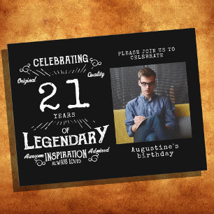 21st Birthday Photo Black Vintage Birthday Invites Postcard