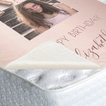 21st birthday photo blush pink rose gold glitter sherpa blanket<br><div class="desc">A gift for a girly and glamourous 21st birthday. A rose gold, pink gradient background with elegant rose gold coloured faux glitter drips, paint dripping look. Personalize and add your own high quality photo of the birthday girl. The text: The name is written in dark rose gold with a modern...</div>
