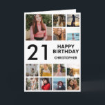 21st Birthday Photo Collage 13 Photos Black White Card<br><div class="desc">21st Happy Birthday Photo Collage 13 Photos Black and White Birthday Card for Any Age. 1st 13th 15th 16th 18th 20th 21st 30th 40th 50th 60th 70th 80th 90th 100th,  Any Ages. For further customization,  please click the "Customize it" button and use our design tool to modify this template.</div>