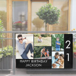 21st Birthday Photo Collage 5 Picture Black White Banner<br><div class="desc">Personalized banner celebrating a 21st Birthday - or customize for any other age! The photo template is set up for you to add 5 of your favourite photos which are displayed in a photo collage of horizontal landscape and vertical portrait formats. The wording simply reads "Happy Birthday [your name]" in...</div>