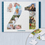 21st Birthday Photo Collage Number 21 Keepsake Jigsaw Puzzle<br><div class="desc">Create your own photo puzzle for a unique 21st birthday gift. Holding 10 custom photos, the photo puzzle can be further personalized with a name and/or short message. The number 21 photo collage has a variety of landscape, square and portrait photos, giving you lots of flexibility in placing your favourite...</div>