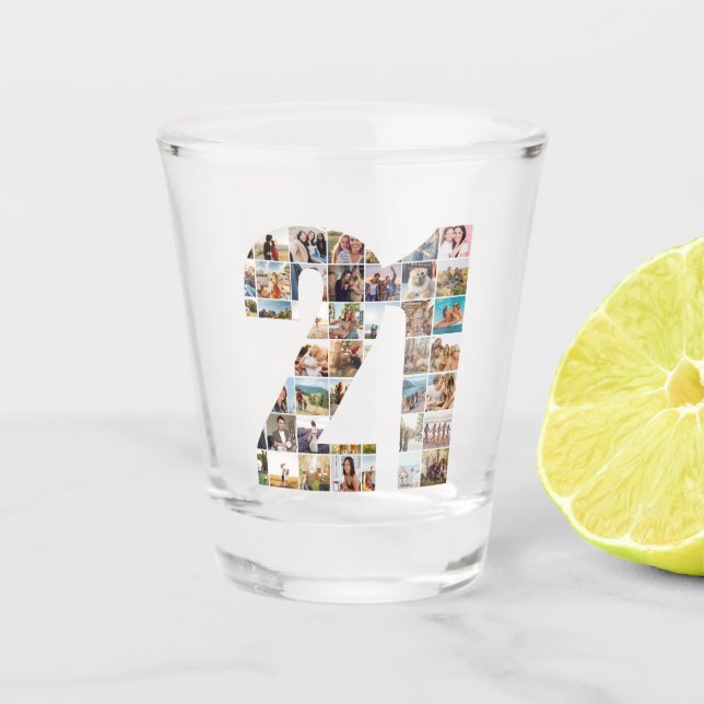 21st Birthday Photo Collage Shot Glass (Front)