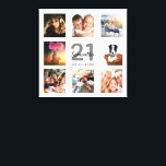 21st birthday photo collage white monogram canvas print<br><div class="desc">A unique 21st birthday gift or keepsake,  celebrating her life with a collage of 8 of your photos. Add images of her family,  friends,  pets,  hobbies or dream travel destination. Personalize and add a name,  age 21 and a date.  Grey and black coloured letters.  A chic white background.</div>