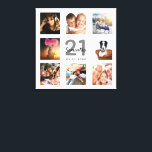 21st birthday photo collage white monogram canvas print<br><div class="desc">A unique 21st birthday gift or keepsake,  celebrating her life with a collage of 8 of your photos. Add images of her family,  friends,  pets,  hobbies or dream travel destination. Personalize and add a name,  age 21 and a date.  Grey and black coloured letters.  A chic white background.</div>