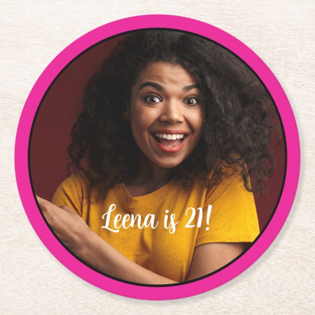 21st Birthday photo Frame Coaster (Front)