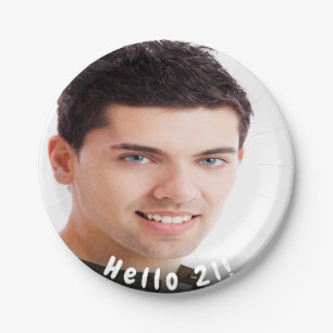 21st birthday photo hello 21 guys paper plate
