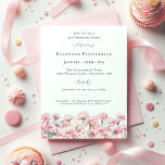 21st Birthday Pink Carnation January Birth Flower Invitation<br><div class="desc">Perfect invitation for an January birthday party. Carnation is the birth flower for that month. It forms a pretty watercolor bottom border on this floral invitation template. All text is editable</div>