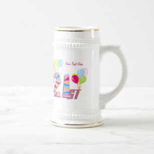 21st Birthday (Pink) Customizable Beer Stein