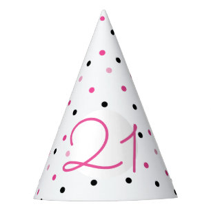 21st birthday Pink Festive Polka Dots Party Hat
