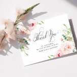 21st Birthday Pink Peony Floral Flat Thank You Card<br><div class="desc">Elegant pink peonies decorate this birthday thank you card. Classic calligraphy spells thank you. Three lines of text let you personalize a thank you statement and your name. This item is part of the Elegant Pink Peony collection. It contains professional designed invitation templates, thank you cards, welcome sign templates and...</div>