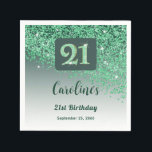 21st Birthday Pretty Green Glitter Napkins<br><div class="desc">Glamourous Falling Green Glitter with green gradient and shiny stars.
Unique green glitter birthday number 21.</div>