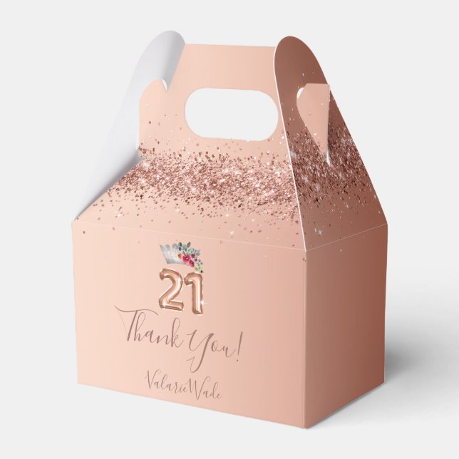 21st Birthday Pretty Pink Thank You Favour Bo Favor Box (Front Side)